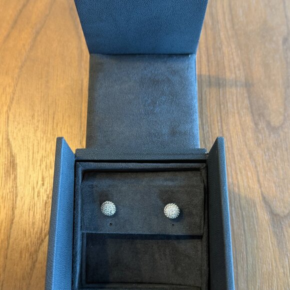 DAVID YURMAN DIAMOND STERLING SILVER & 14K GOLD CHATELAINE STUD EARRINGS - Picture 9 of 9